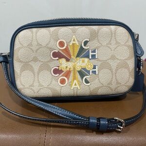 Coach Multicolor Logo Crossbody Bag - Tan and Blue